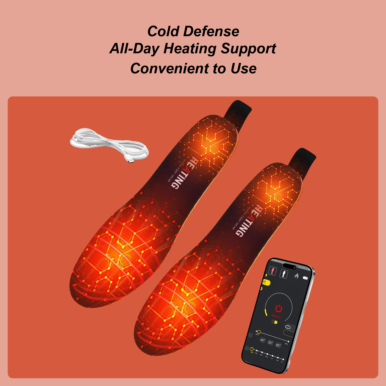 Heated Insole Rechargeable - 4300mAh Heated Insoles App Control Rechargeable