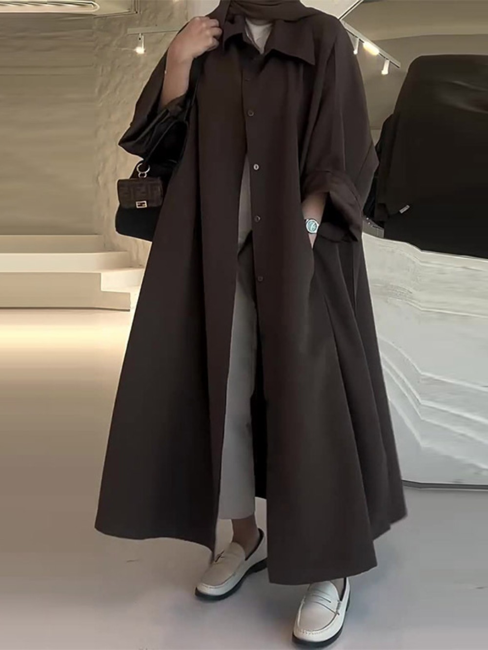 Winter Clothing Deals - Eid Muslim Women Abaya Trench Coat