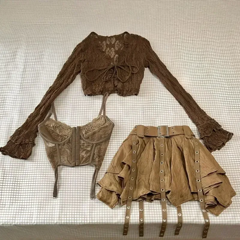Winter Clothing Korea - Harajuku Vintage Fashion 3 Piece Set