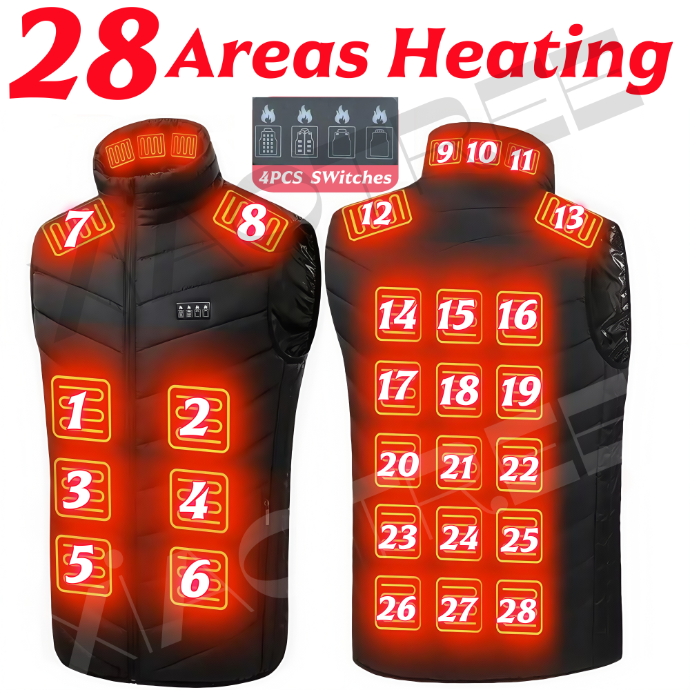Winter Clothing Deals - 28/9 Areas Heated Vest Men Jacket