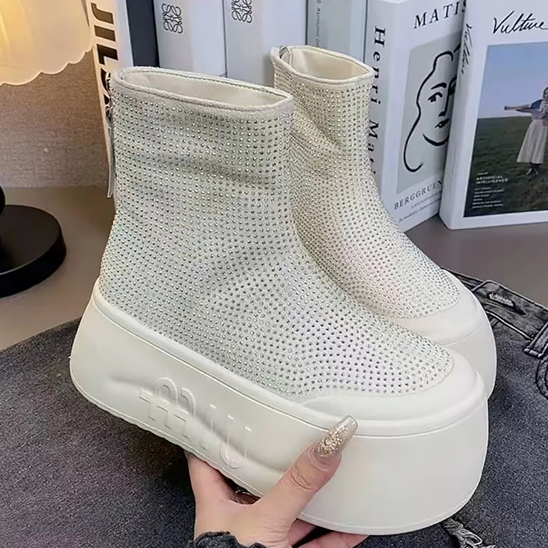 Luxury Rhinestone Woman Bootie – Winter Clothing Korea Bewertung und Preis
