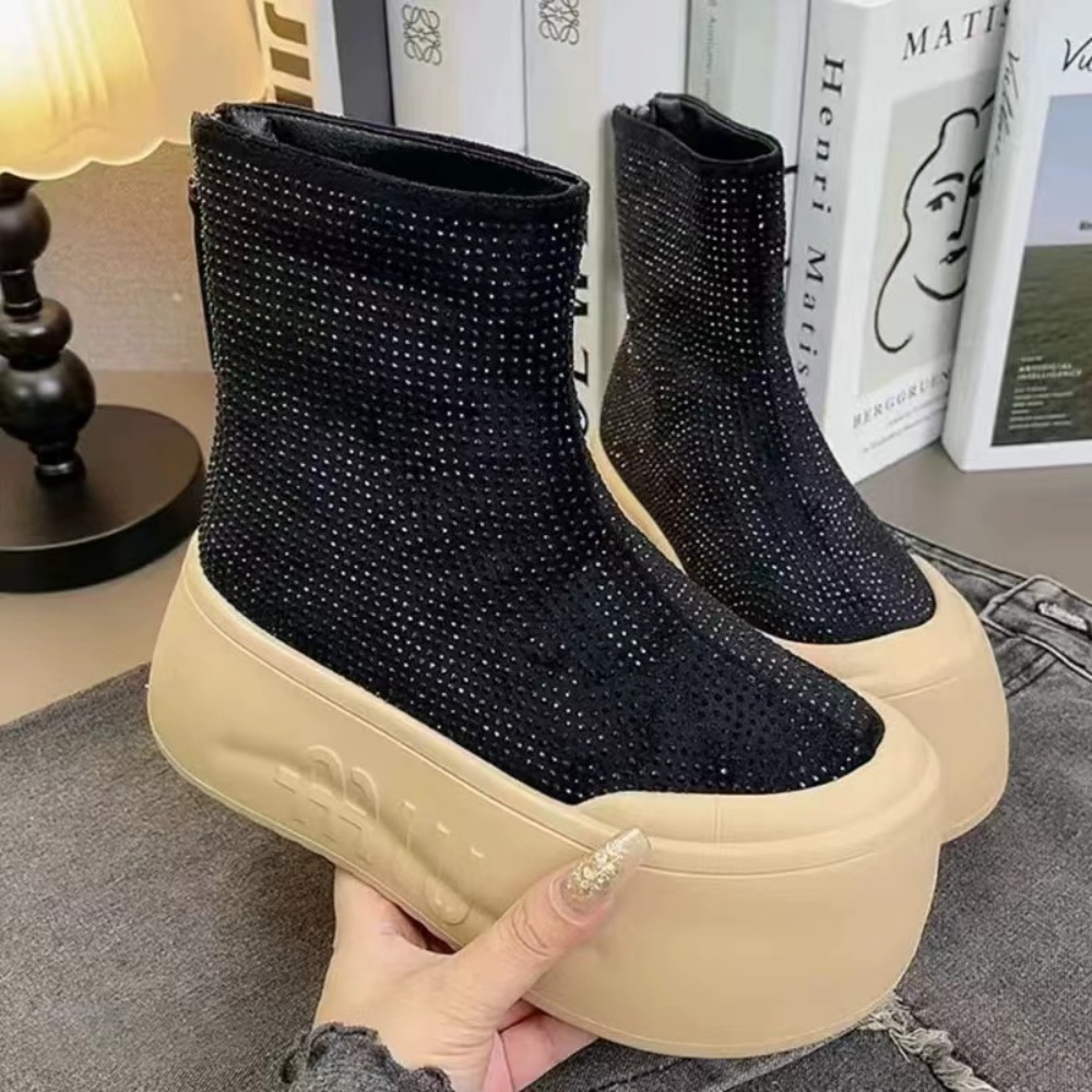 Luxury Rhinestone Woman Bootie – Winter Clothing Korea Bewertung und Preis