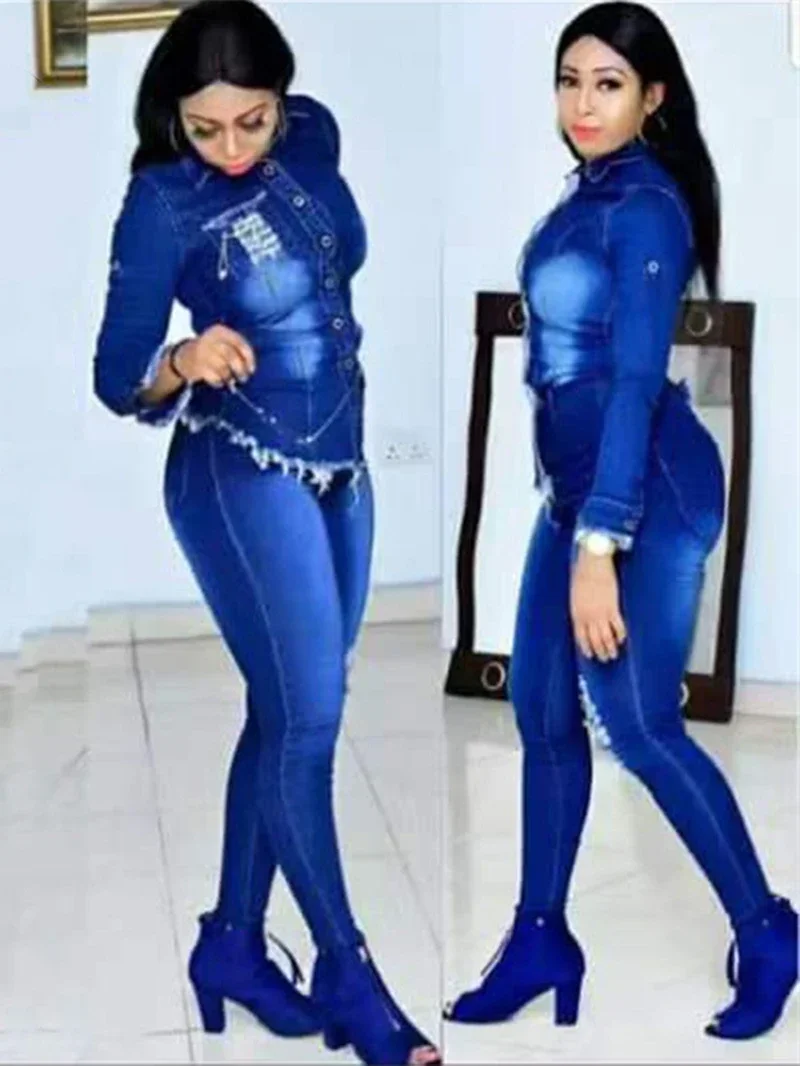 Cowboy Denim 2 Piece Sets Wome – Winter Clothing Outfits Bewertung und Preis